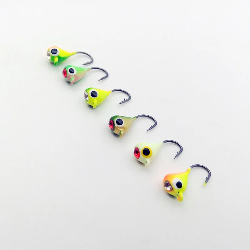 

6PCS 15mm/1.1g Tackles Winter Ice Fishing Jig Barbed Hook Lure Fish Bait Set