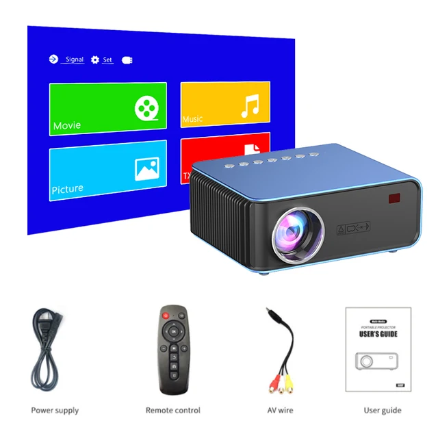 T4 LED Mini-Projektor 1024x600P Unterstützt Full HD 1080P Youtube WiFi Video für Telefon Heimkino 3D Smart Movie Game_voghion.com