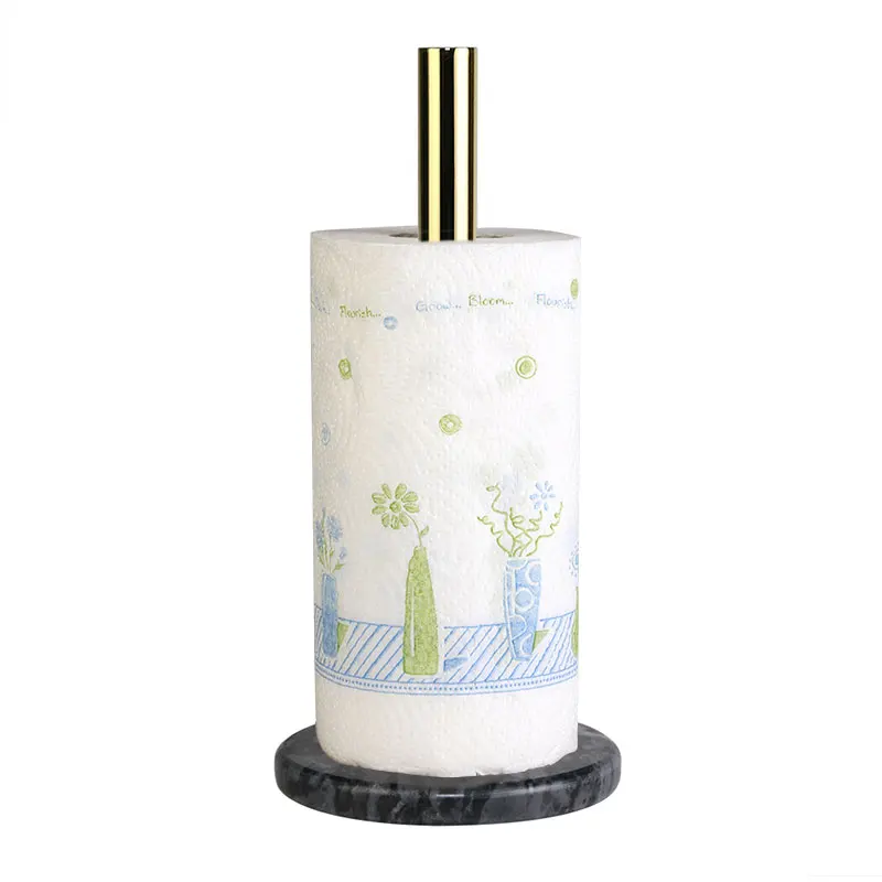 Household Tissue Holder Supply Storage Shelf Stand Kitchen Paper Towel Plated Tissue Holder Natural Marble Nordic Retro Style
