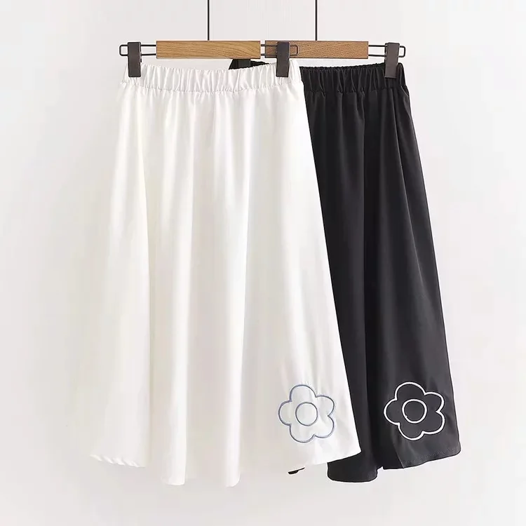 

2020 Spring New Style Chiffon Cute Students GIRL'S Small Flower Embroidered Elastic Waist Skirt Women's
