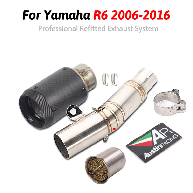 

Universal 60mm motorcycle exhaust pipe and r6 middle link pipe with DB killer whole set pipe for Yamaha R6 2006-2016 year