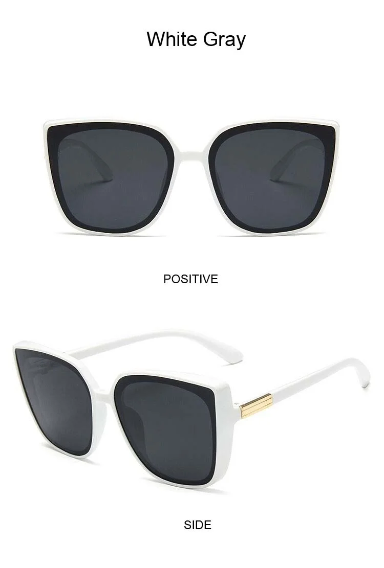 Brand Designer Cat Eye Sunglasses Woman Vintage Black Mirror Sun Glasses For Fashion Big Frame Cool Sexy Female Oculos ladies sunglasses