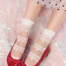 Японский Лолита девушка милые Кружева Кристалл тонкий срез груды носков Лето небольшой свежий колледж Ветер сладкий носки женские носки