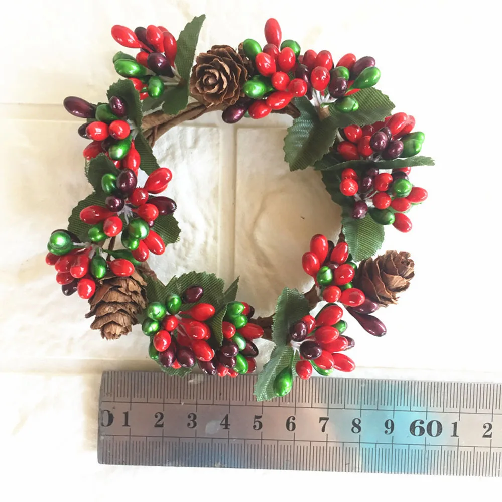 Искусственные ягоды ветки цветы рождественские украшения венок красный гранат гирлянда воск DIY свадебный стол украшение