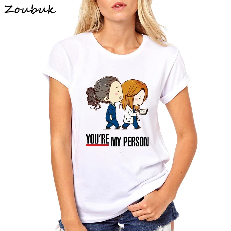 Летняя футболка с надписью You're My Person короткими рукавами из хлопка белая |