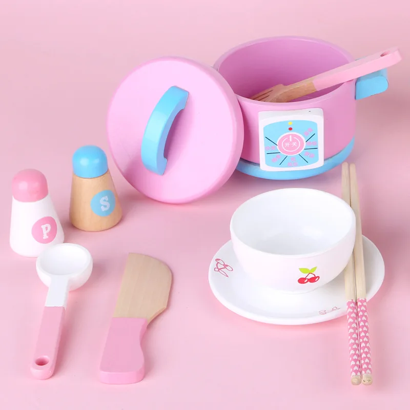 

Children Play House Kitchen Toy Tableware Set 14 Pieces Model Rice Cooker Cooking Toy Soup Pot Building Blocks