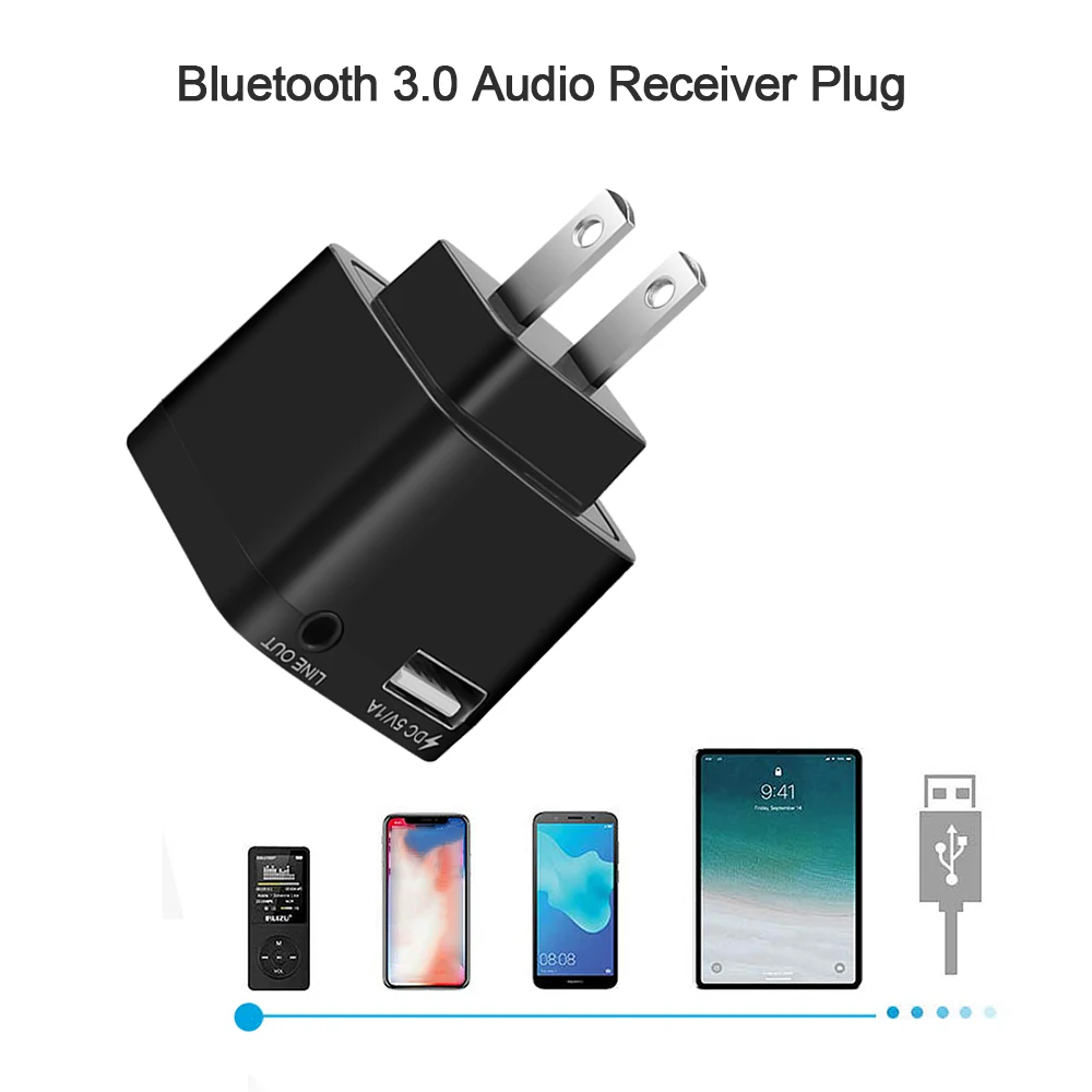AC 220 В аудио адаптер USB настенное зарядное устройство беспроводной Bluetooth приемник адаптер 3,5 мм AUX V3.0 Аудио стерео музыкальный приемник ЕС США штекер