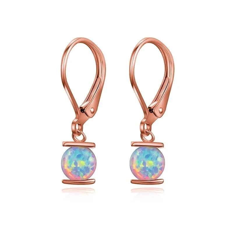 

2019 Women Earrings Cute Geometric White Fire Opal Hoop Earrings For Women Accessories Wedding Party Bohemian Jewelry Girl Gifts