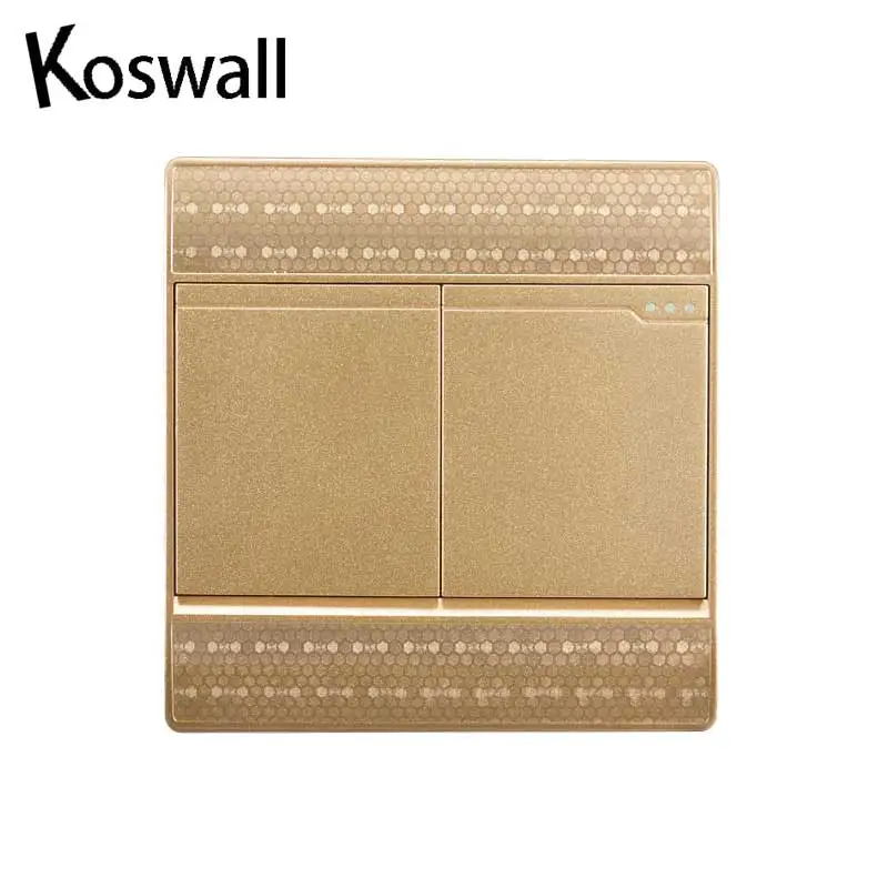 

Luxurious Champagne gold 2 gang 2 way Push Button switch socket Wall light socket 110v-250v 10A