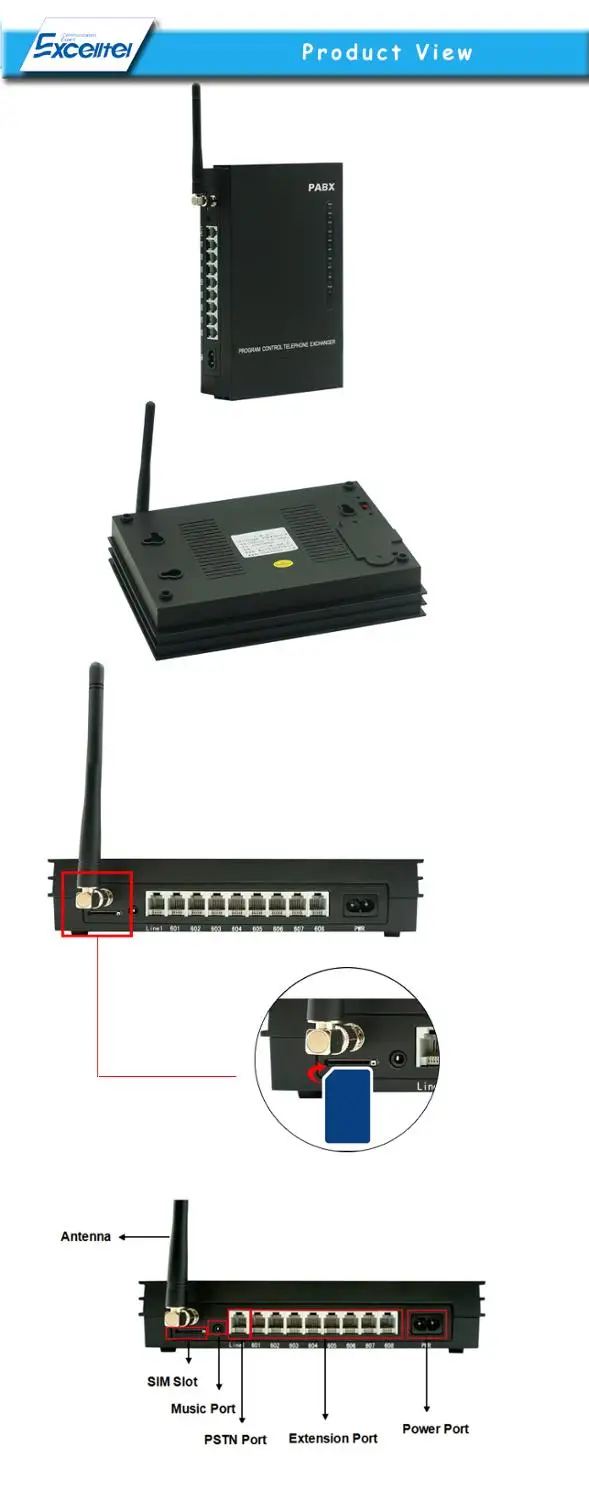 EXCELLTEL Economic SOHO GSM PABX MS108-GSM Telephone system Good stability simple maintenance