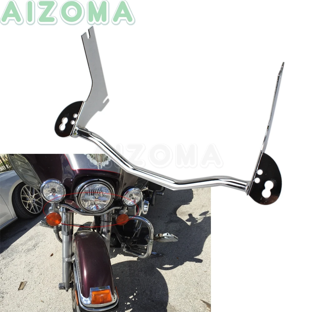 

Chrome Motorcycle Auxiliary Lights Front Spotlight Foglight Holder Lamp Mounting Bracket Bar For Harley Road King 1994-2013 2012