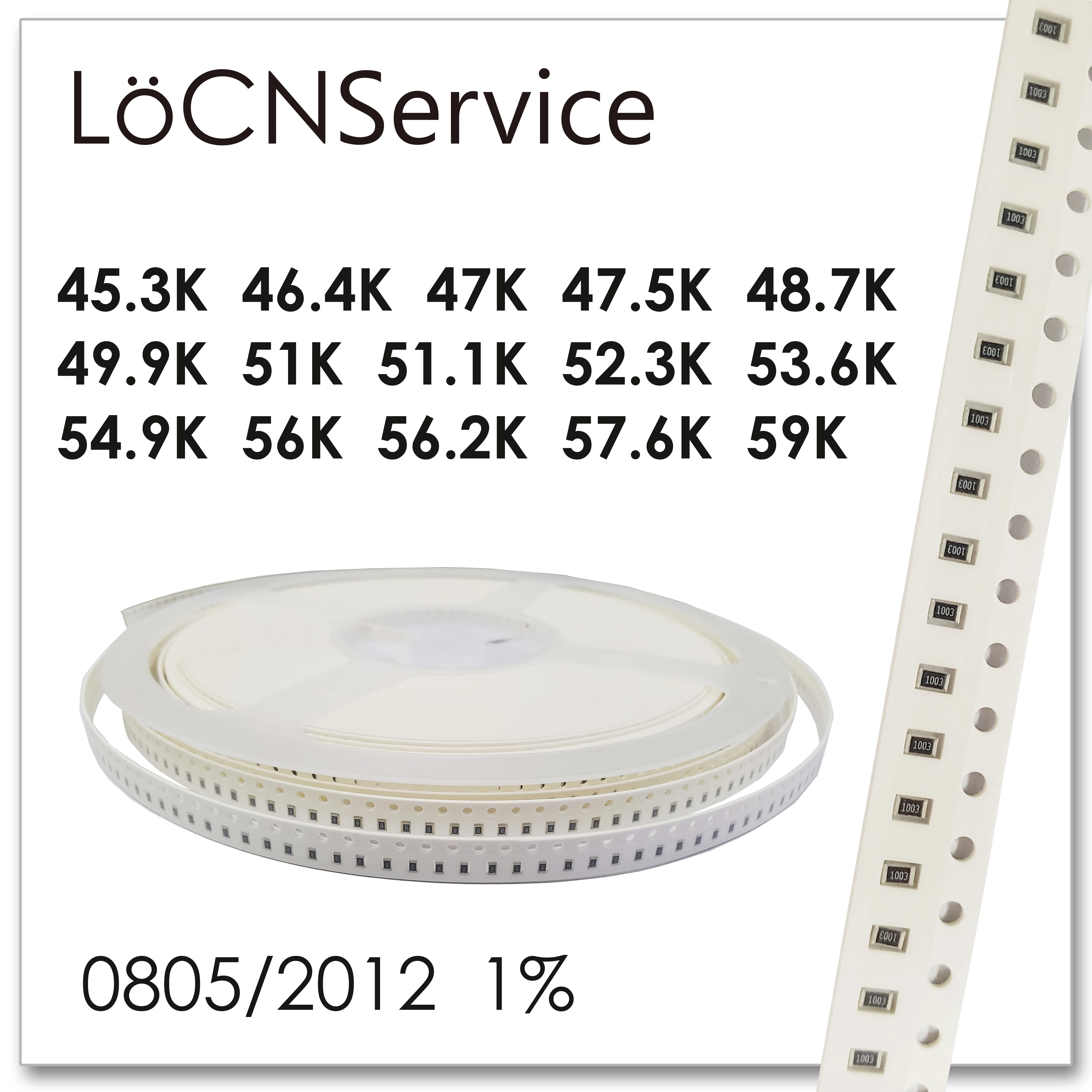 LoCNService 0805 1% 5000 шт. 45 3 к 46 4 47 (Европа) K 5 48 7 49 9 51K 51 1 52 53 6 54 56K 56 2 57 59K 2012 резистор