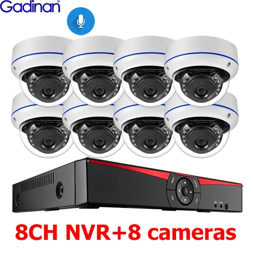 exterior security cameras Gadinan 8CH 5MP POE NVR Security Camera System Kit Audio Record 3MP IP Camera IR Dome Outdoor Waterproof CCTV Surveillance Set security camera system Surveillance Items