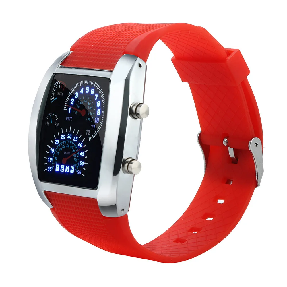 Hot Sale Watch Men LED Light Flash Turbo Speedometer Sports Watch Car Dial Meter Watch Men's Business Watches erkek kol saati