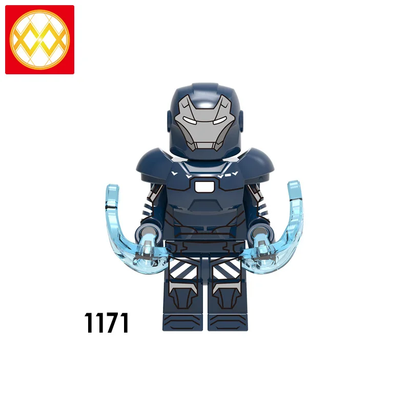 50 шт./партия X0246 Железный человек серии Marvel Супер Герои кирпичи MK36-MK42 Железный человек собрать строительные кубики, детские игрушки - Цвет: Синий