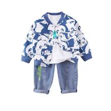 Nuevo primavera bebé niñas ropa de moda niños chaqueta de dibujos animados camiseta pantalones 3 unids/set otoño niño traje de chándal de los niños