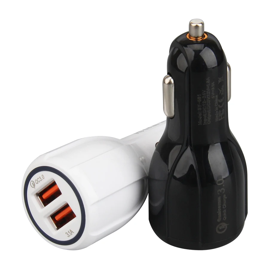 Автомобильное зарядное устройство с двумя USB портами Quick Charge 3 0 для Samsung S10 Plus QC телефона адаптер