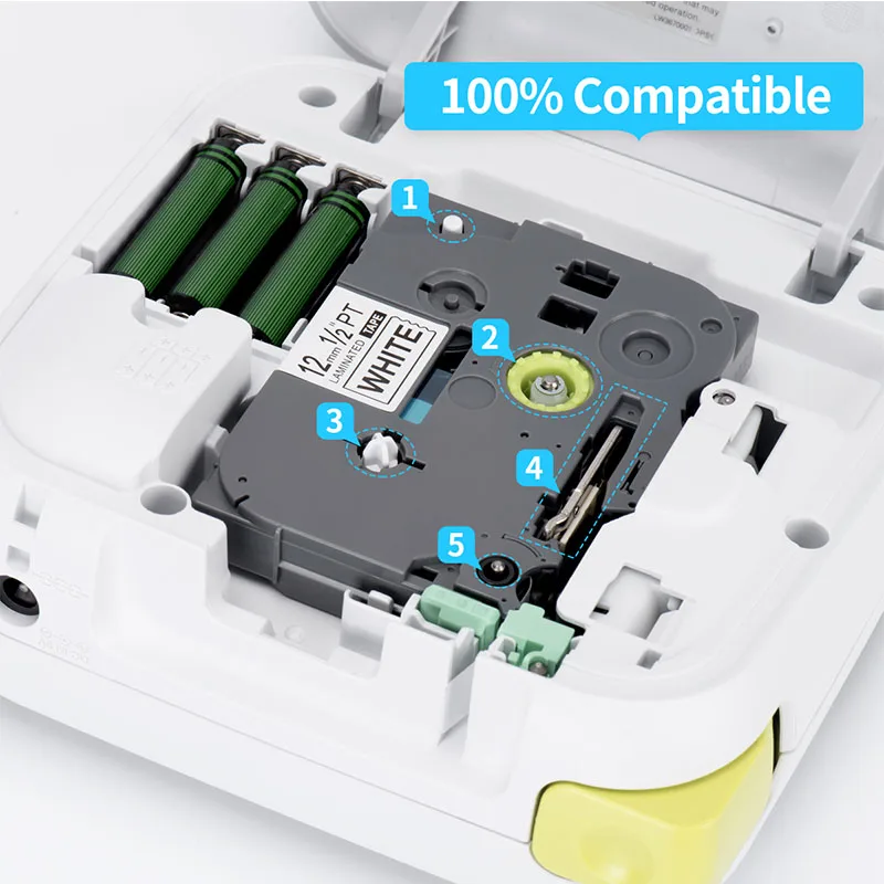 TZE 라미네이트 리본, 브라더 Ptouch PT-H110 D600 710BT 라벨 메이커 테이프와 호환, 12mm, tze231, tz335, tz631, tz131, MQP35