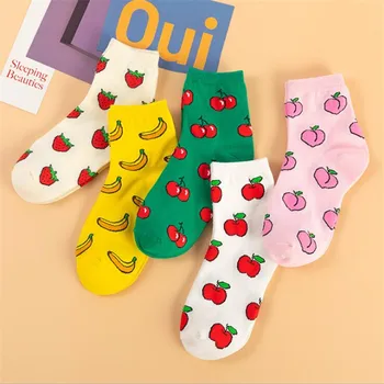 

Creative Funny Socks Cotton Fruit Peach Strawberry Banana Cherry Socks Women Happy Cute Socks Skarpetki Calcetines Divertidos