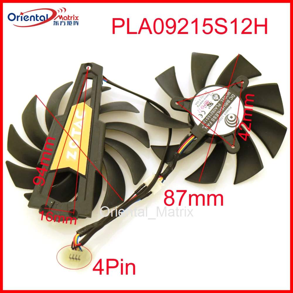 PLA09215S12H 87mm 12V 0.55A 4Pin VGA Fan For ZOTAC GTX660 GTX660TI GTX670 Graphics video Card Cooling | Компьютеры и офис