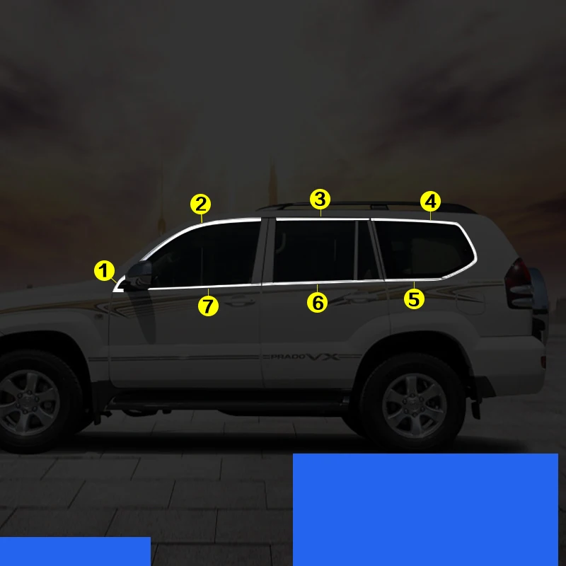 Lsrtw2017 нержавеющая сталь автомобильные оконные отделки для Toyota Land Cruiser PRADO 2002 2003 2004