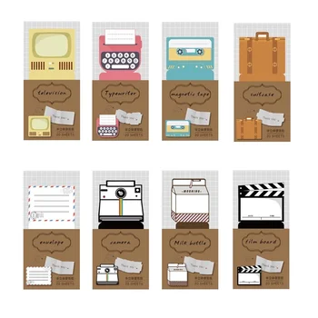 

30 sheets Fold Memo Pad Cute Television Camera Milk Bottle Magnetic Tape Adhesive Note Stickers Planner Office School A6195