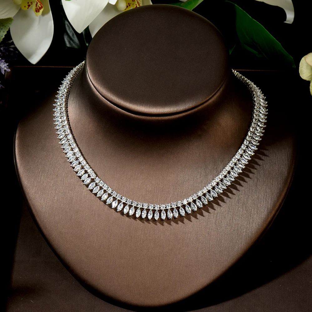 HIBRIDE 2020 New Trendy Leaf Design Bridal Wedding Jewelry Sets Necklace Earring Set High Quality Dairy Accessories N-1484 - Image 4