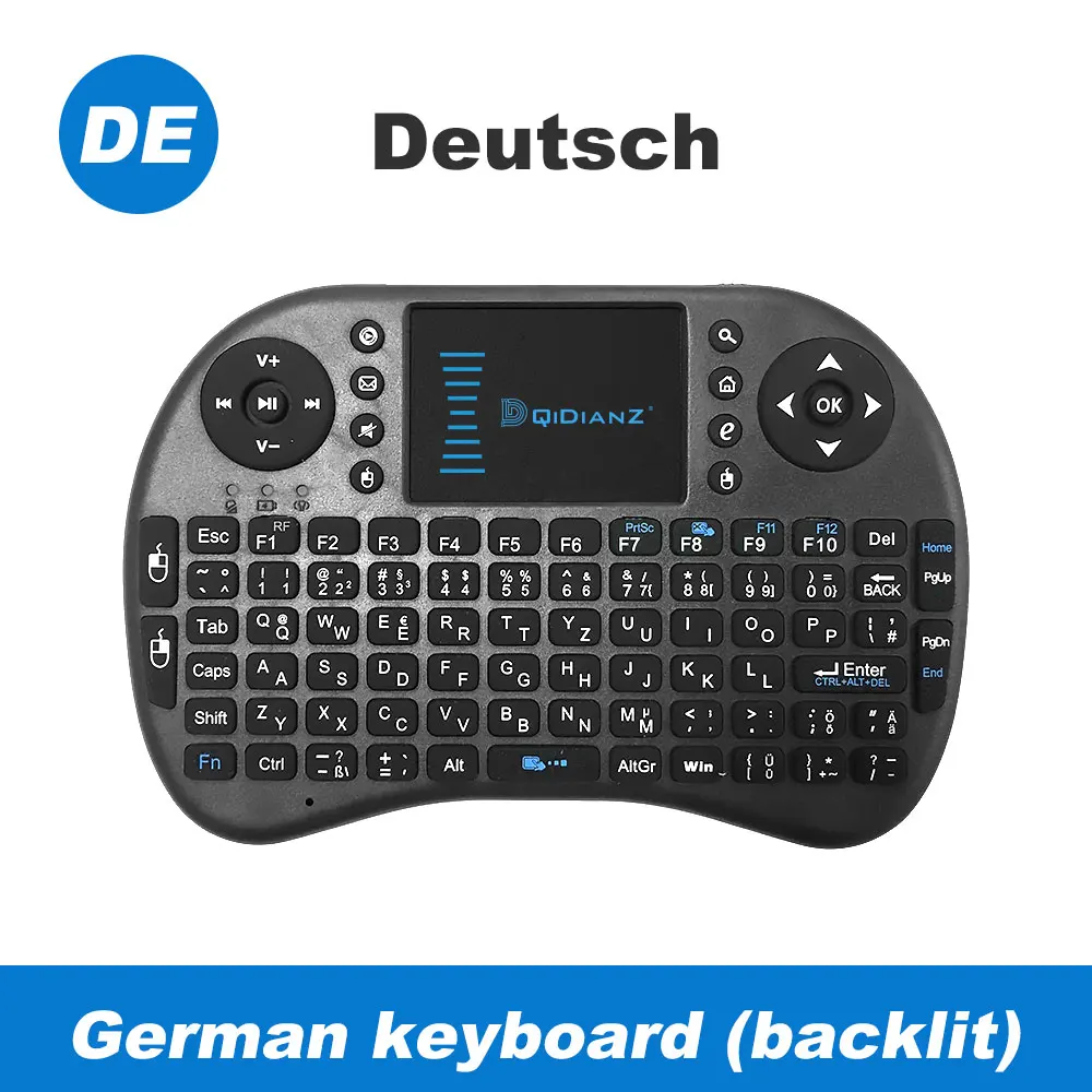 i8 Mini Keyboard 7 Color Backlit Air Mouse 2.4Ghz Wireless English Russian Spanish Multi Language Mini Keyboard Remote Control 