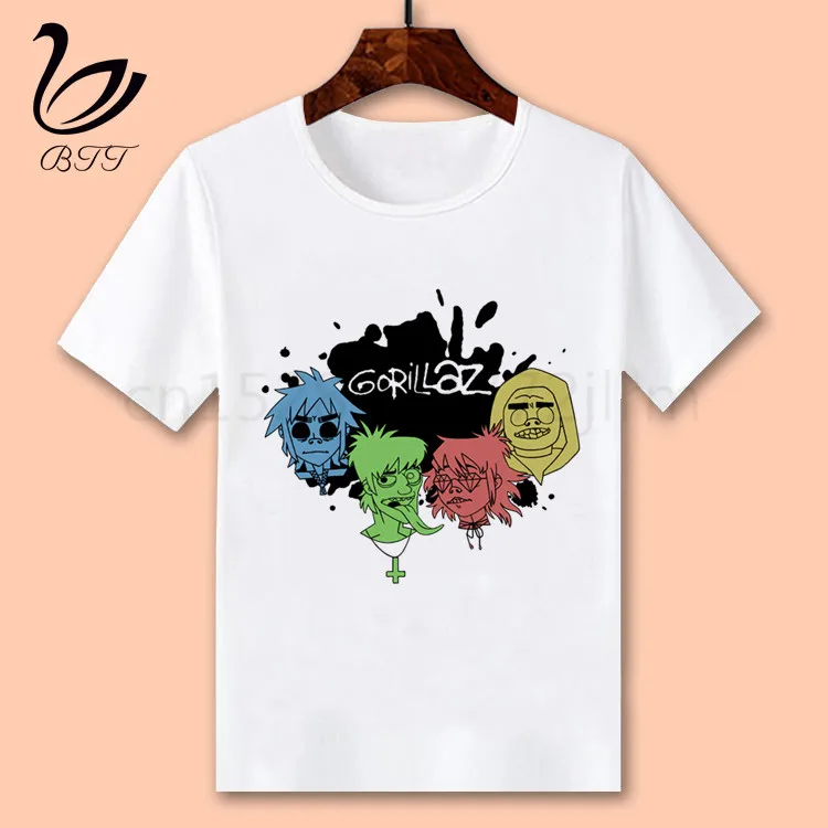 Gorillaz/футболка для маленьких мальчиков и девочек; детский топ для мальчиков; детская футболка с принтом; Забавные футболки; летняя футболка с короткими рукавами - Цвет: L