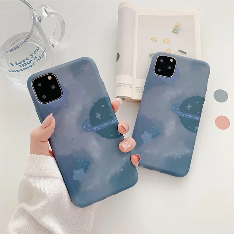 

oil painting Starry sky Phone Case for iphone 11 11Pro Max XS Max XR Matte Soft silicone tpu case For iphone 7 8 6 6S Plus