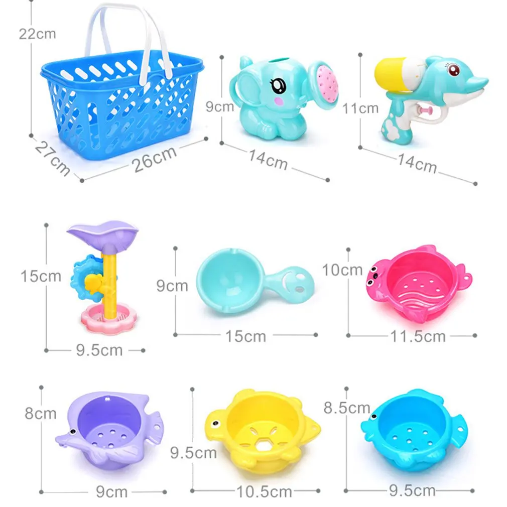 9 pcs Летние детские игрушки для игры в воду, пляж, инструмент для душа и ванной, для родителей и детей, Интерактивная мультяшная лейка, водная брызгающая игрушка - Цвет: 9 pcs
