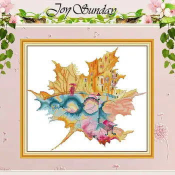 

City in Maple Leaf counted Cross Stitch 11CT 14CT Cross Stitch Sets wholesale Chinese Cross-stitch Kits Embroidery Needlework