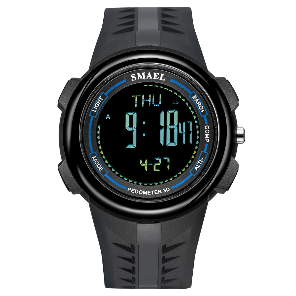 Black Blue SMAEL новые часы модные уличные спортивные мужские часы водонепроницаемые военные цифровые светодиодный наручные часы многофункциональные мужские часы Relogio - Цвет: Black Blue