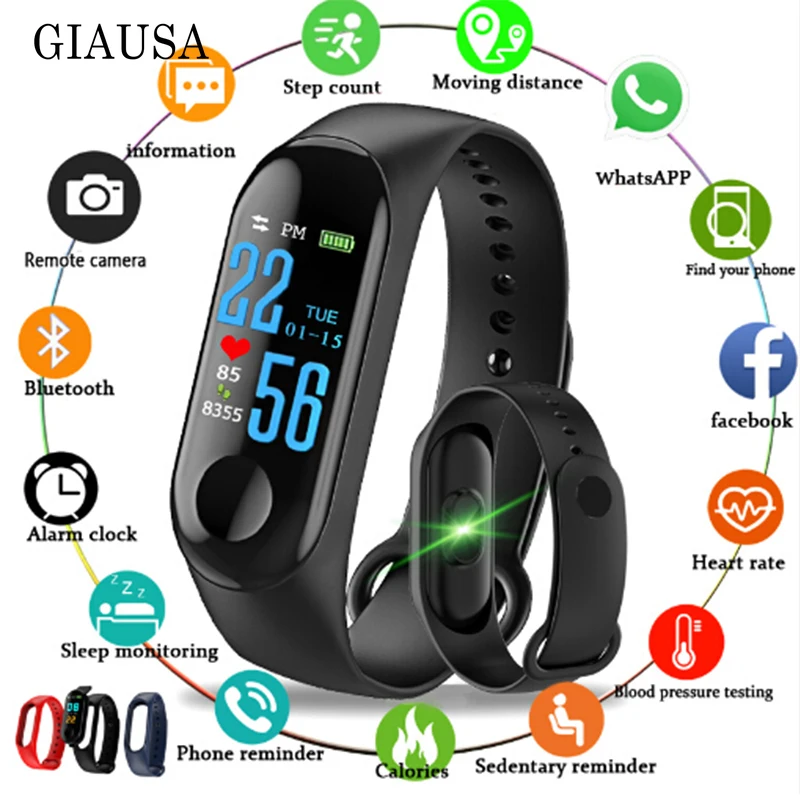 M3 Смарт-часы монитор сердечного ритма фитнес-трекер Smartwatch цветной экран кровяное давление Pedomater PK M2 Y5 115PLUS