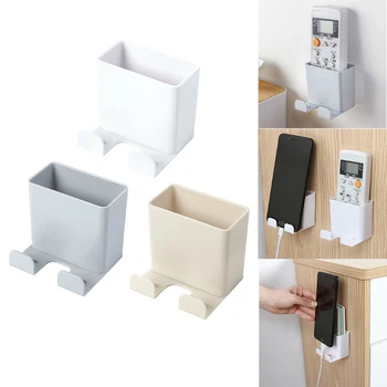

Wall Mounted No Drilling Phone Charging Support Cellphone Storage Case Organizer Mobile Phone Bracket Remote Control Holder