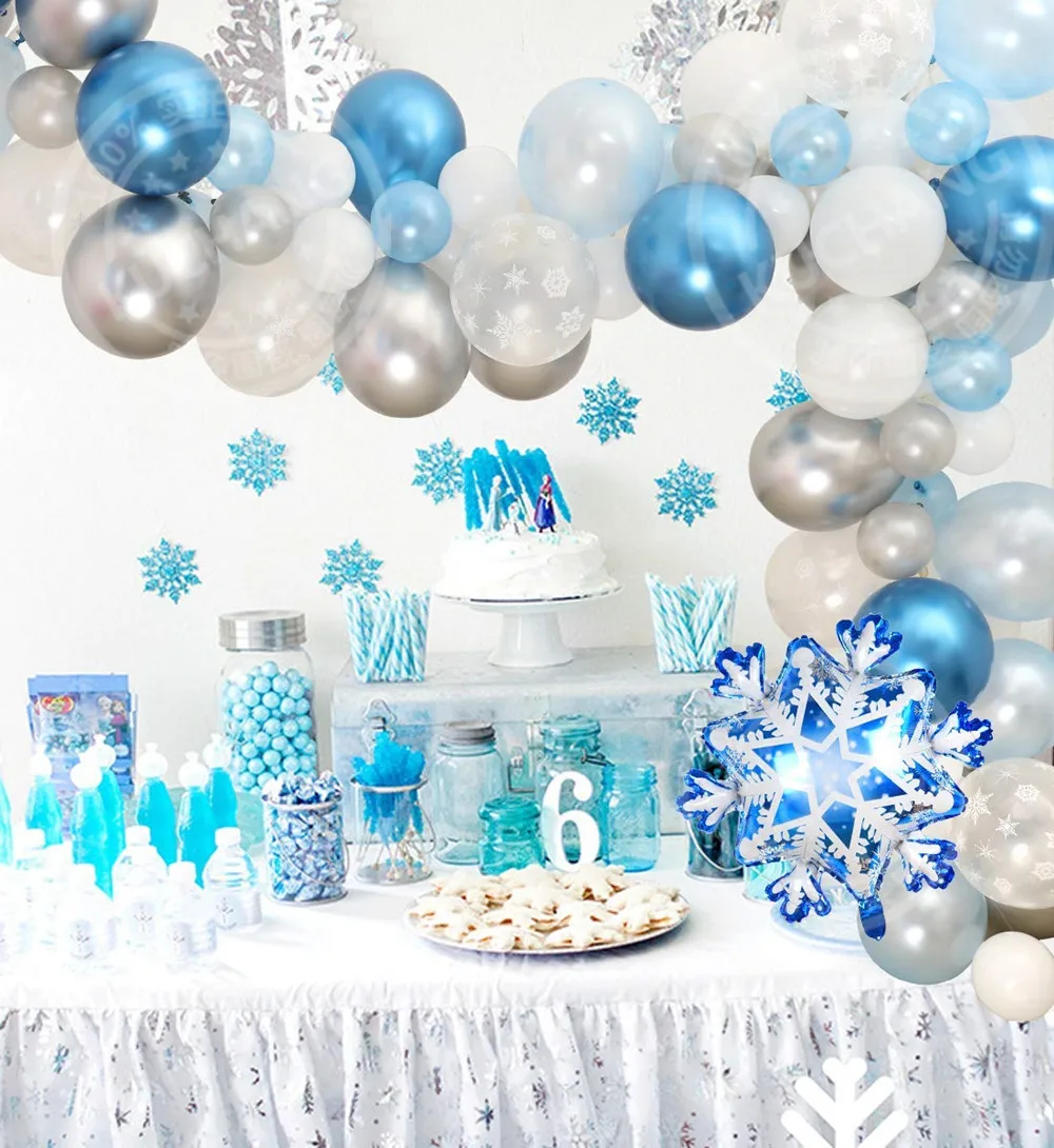 72pcs Snowflake Balloon Garland Arch kit for Winter Wonderland, Christmas, Baby Shower Princess Birthday Party Decoration