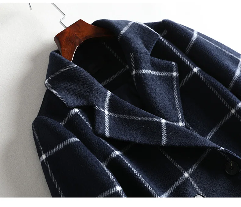 5xl размера плюс женские пальто осень и зима новая шерстяная куртка шерстяное пальто длинное клетчатое пальто для женщин 8605