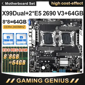 

X99 dual motherboard set with 2* Xeon processor E5 2690 V3 CPU and Memory 64G(8*8G) 2400mhz DDR4 REG ECC