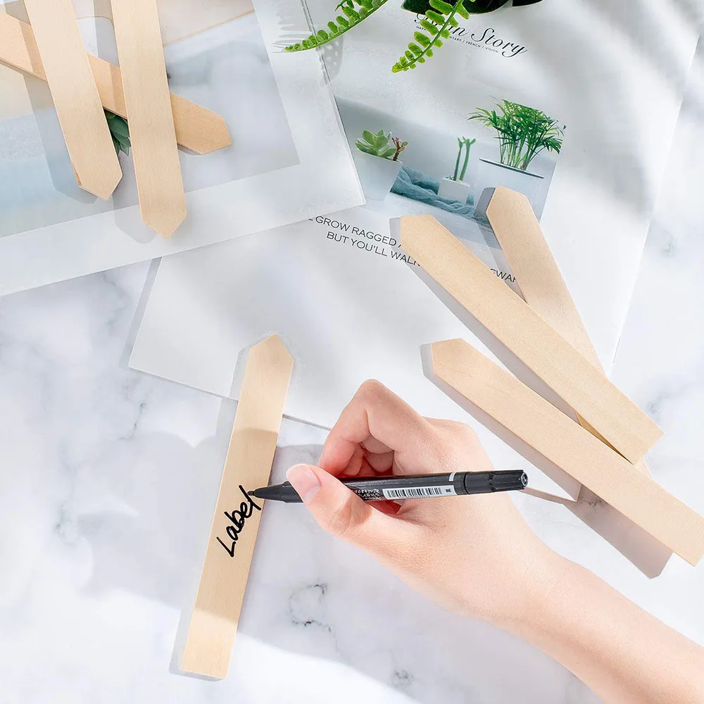Wood Plant Labels Eco-Friendly Wooden Plant Signage Card Tags Garden Markers for Seed Potted Herbs Flowers Vegetables Tools 