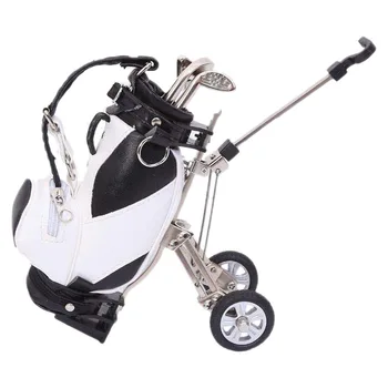 

Mini Desktop Golf Souvenir Set with 3 Pens Shaped Like Golf Clubs a Miniature Golf Bag,Pen Holder Novelty Golf Gift Set