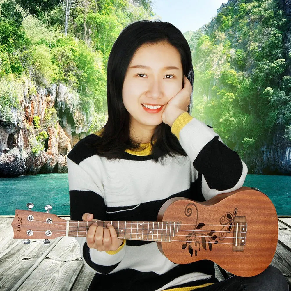 2" Sapele деревянная Гавайская гитара Ukelele Uke комплект с ЖК эквалайзером с сумкой для переноски Капо струны ремень палец maraca чистящая ткань для детей