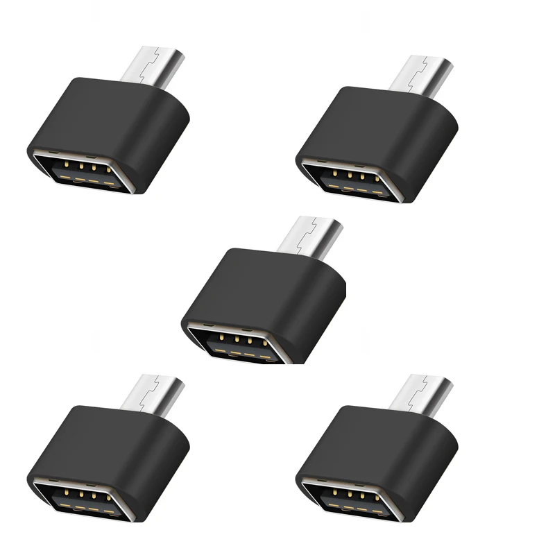 1/5 шт данных Портативный OTG конвертер Micro USB мужчина к USB 2,0 Женский адаптер для Xiaomi samsung huawei Android телефон - Color: 5 pcs black