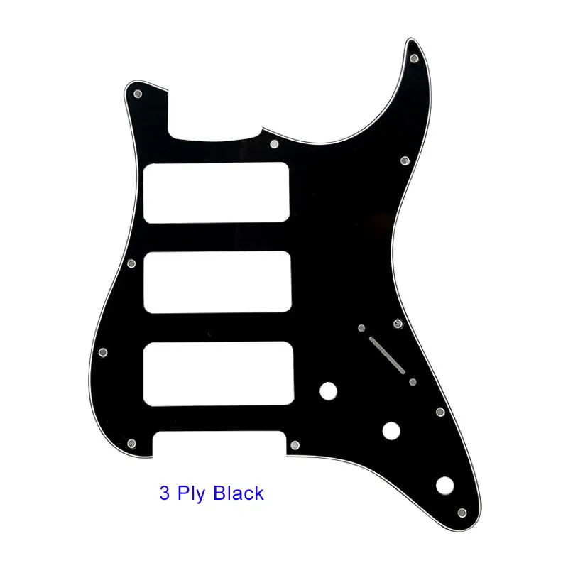 Pleroo гитарные части для США 11 монтажное винтовое отверстие Стандартный ST 3-P90 Strat HHH хамбакер гитара накладка - Цвет: 3 Ply Black
