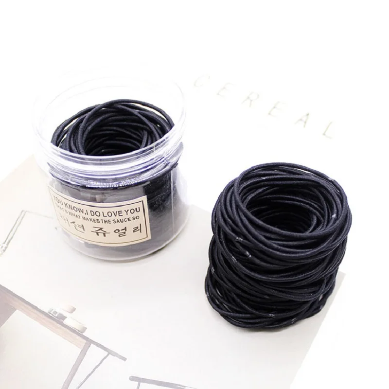 Seamless black Коробка для хранения, 30Or100 шт., детский держатель для конского хвоста, эластичная лента для волос, мультяшный галстук, голова, бесшовная повязка для волос для девочек, аксессуары для волос - Цвет: Seamless black
