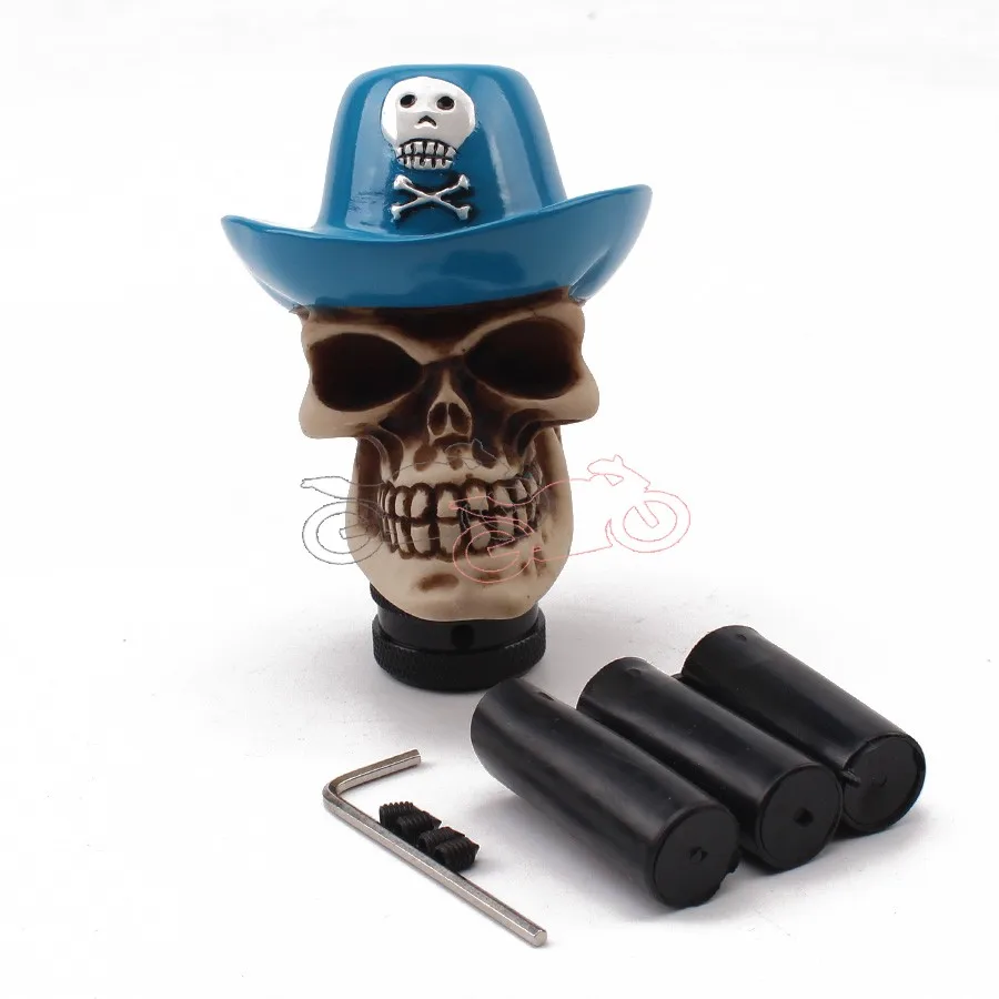 Универсальная автомобильная синяя шляпа в стиле черепа из смолы, ручки переключения передач для автомобиля, ручка переключения передач, насадка рычага переключения передач, Кнопка Ручного Тормоза, крышки