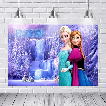 

Photography Backdrops New Frozen 2 Anna Princess Queen Elsa Olaf Snowflake Palace Custom Photo Studio Background Backdrop Vinyl
