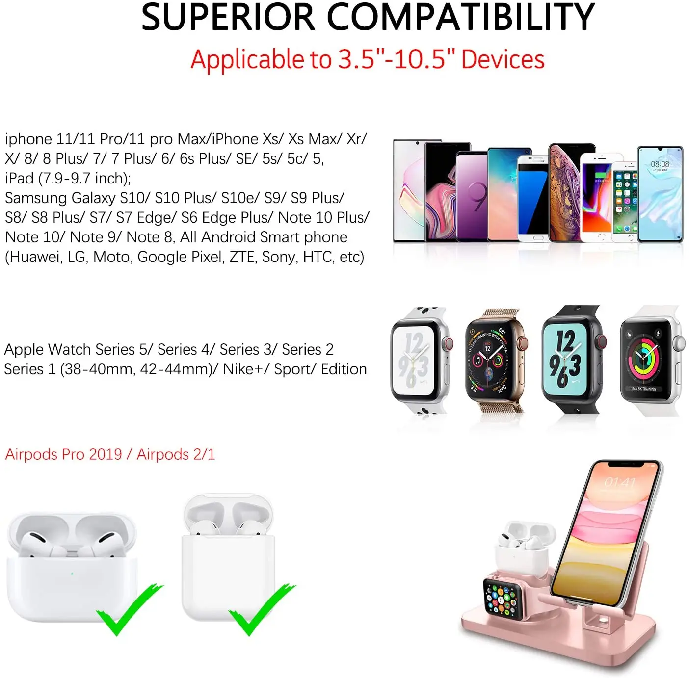 mobile stand holder Sạc 3 Trong 1 Cho iPhone 11 XR XS Max 8 7 Plus Apple Dây Airpods Pro USB Sạc giá Đỡ Đứng Loại-C Đế Sạc mobile phone holder