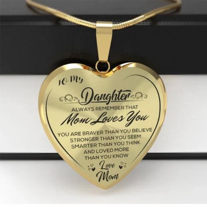 Mom Heart Necklace Gold Silver Color 