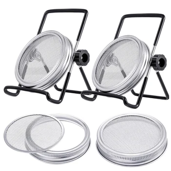 

Universal Stainless Steel Canning Wide Mouth Mason Jar Lids Draining Tinplate Sealing With Stands Leak Proof Split Type Home