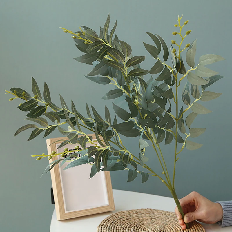 Искусственная ива листья зеленые белые Искусственные растения DIY искусственный букет Искусственные листва для дома Свадебные леса вечерние украшения